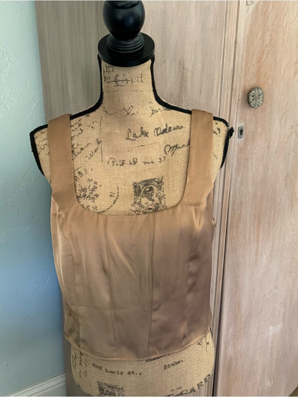 Express brown Satin Square Neck corset seamed size zip Top